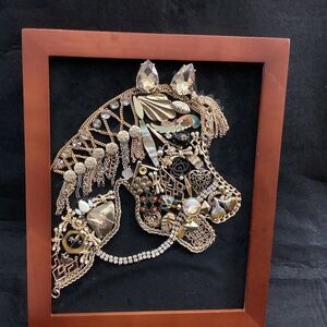 Handcrafted jewelry art horse pony vintage upcycled necklaces brooches earrings
